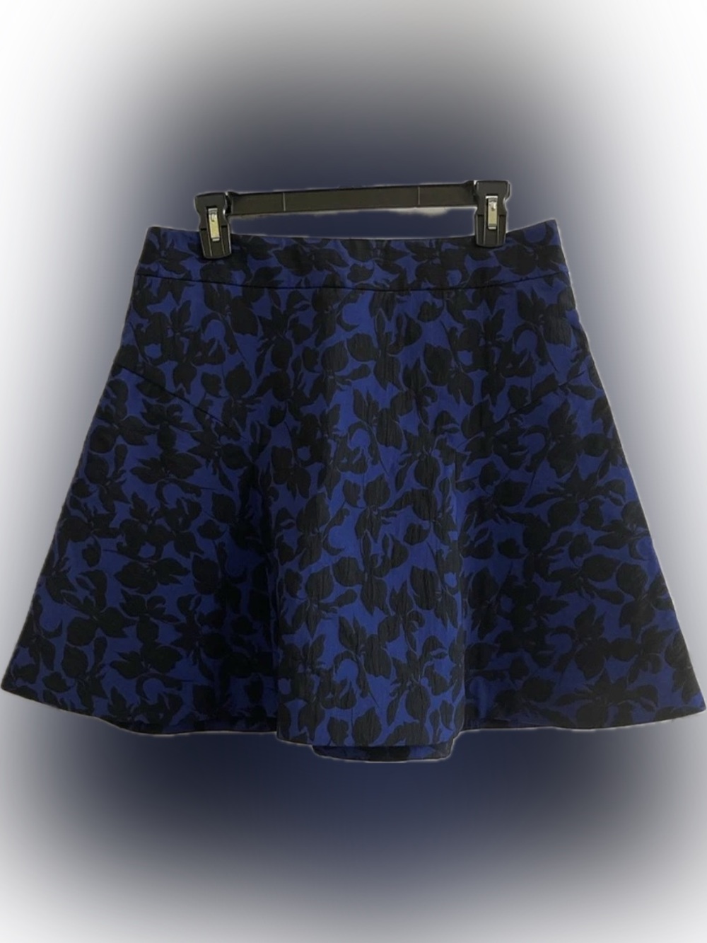 Express Blue and Black A-Line Floral Skirt